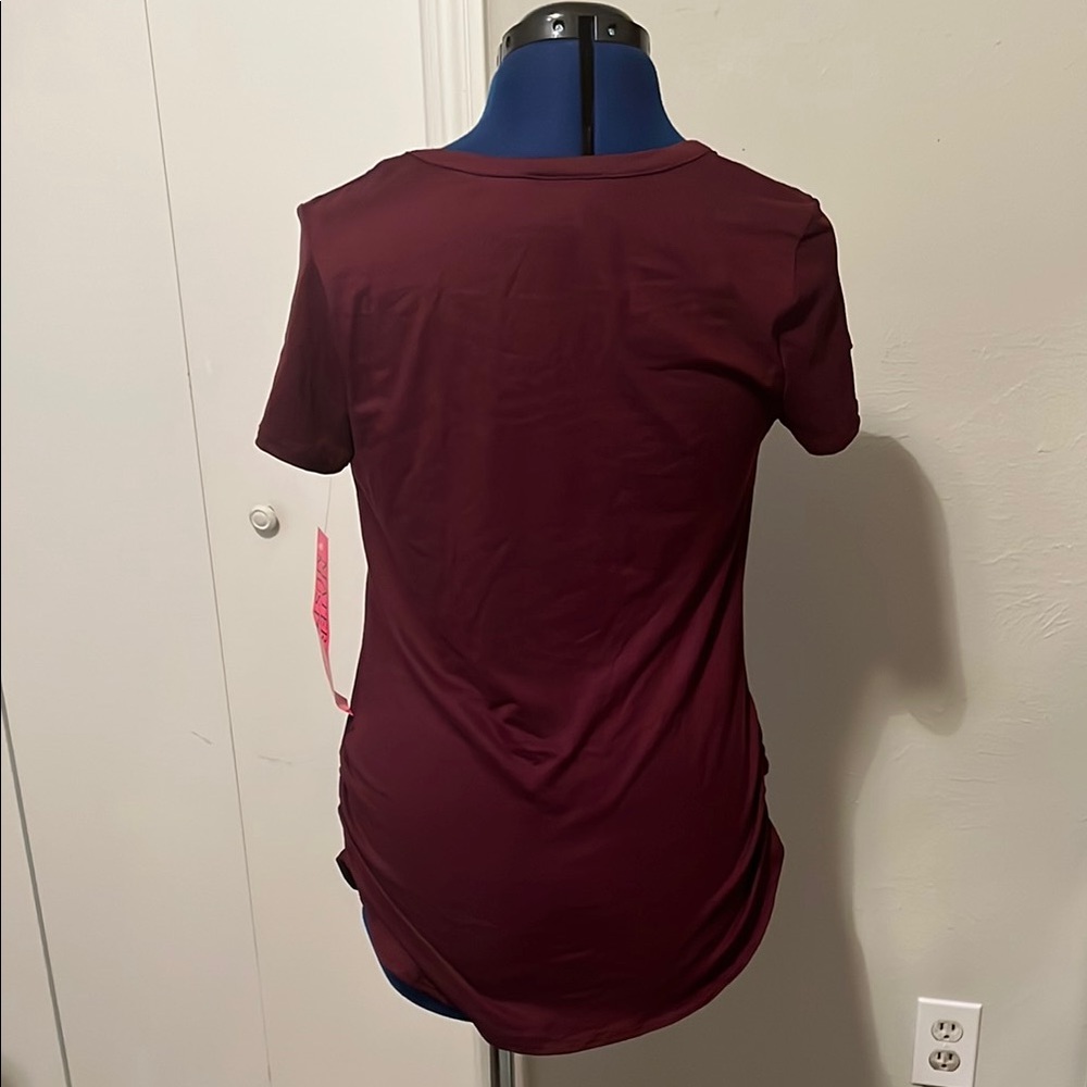 Violet & Ruby Bless This Belly Maroon Short Sleeve Maternity Tee - Size L - Picture 2 of 6